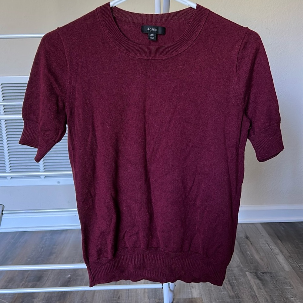 J.Crew Burgundy Short Sleeve Sweater